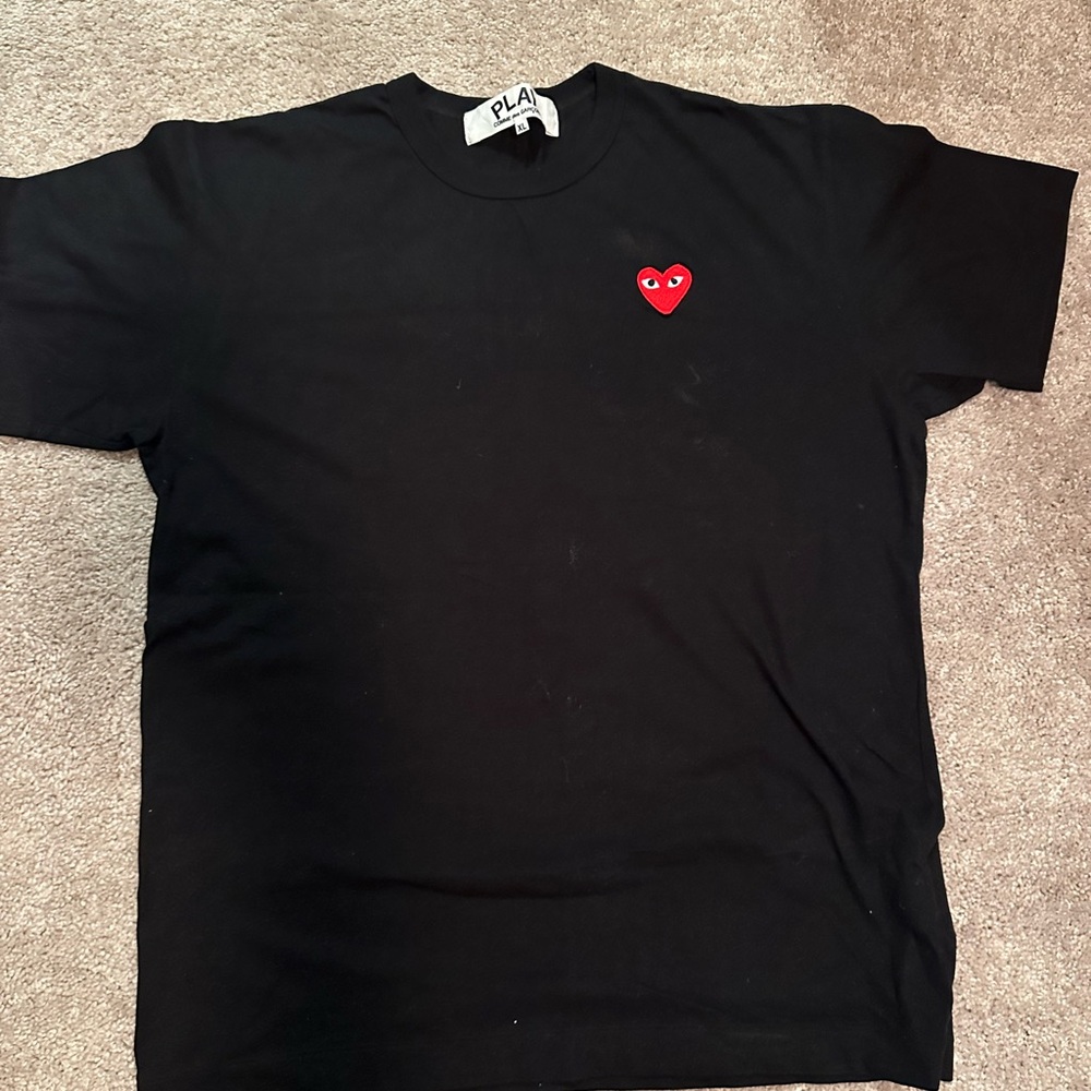 Black T-Shirt with Red Heart Logo